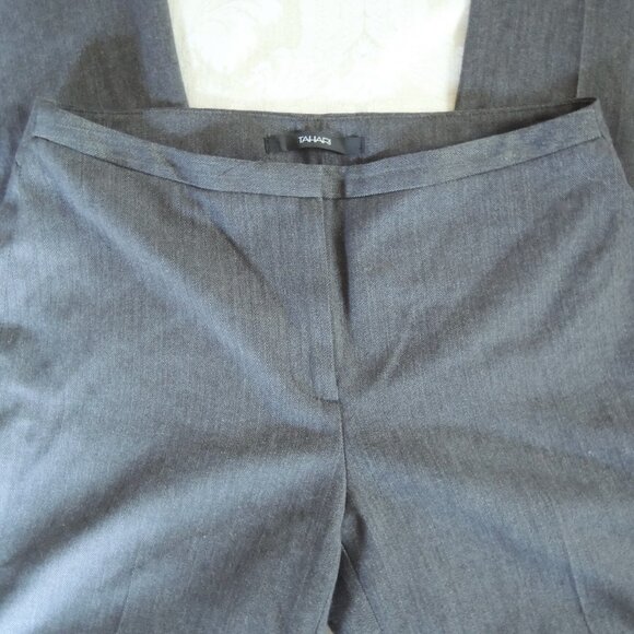 Tahari Gray Micro Herringbone Pant Suit Jkt 6 Pants 2 (Run L) - Picture 6 of 14